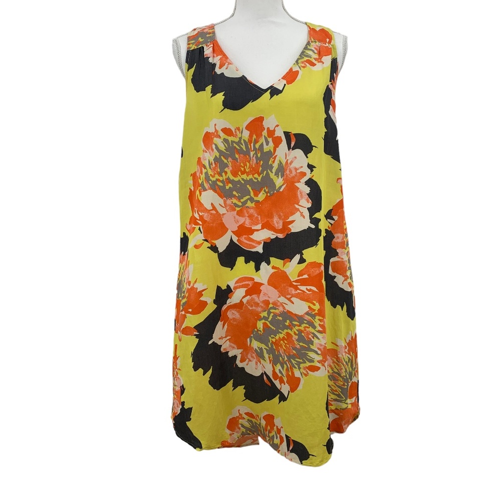 Uncle Frank Vibrant Bold Floral Sleeveless Shift Dress Sz M